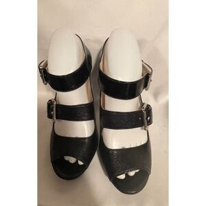 NEW Michael Kors Desert Double Buckle Black Patent Leather 7.5M